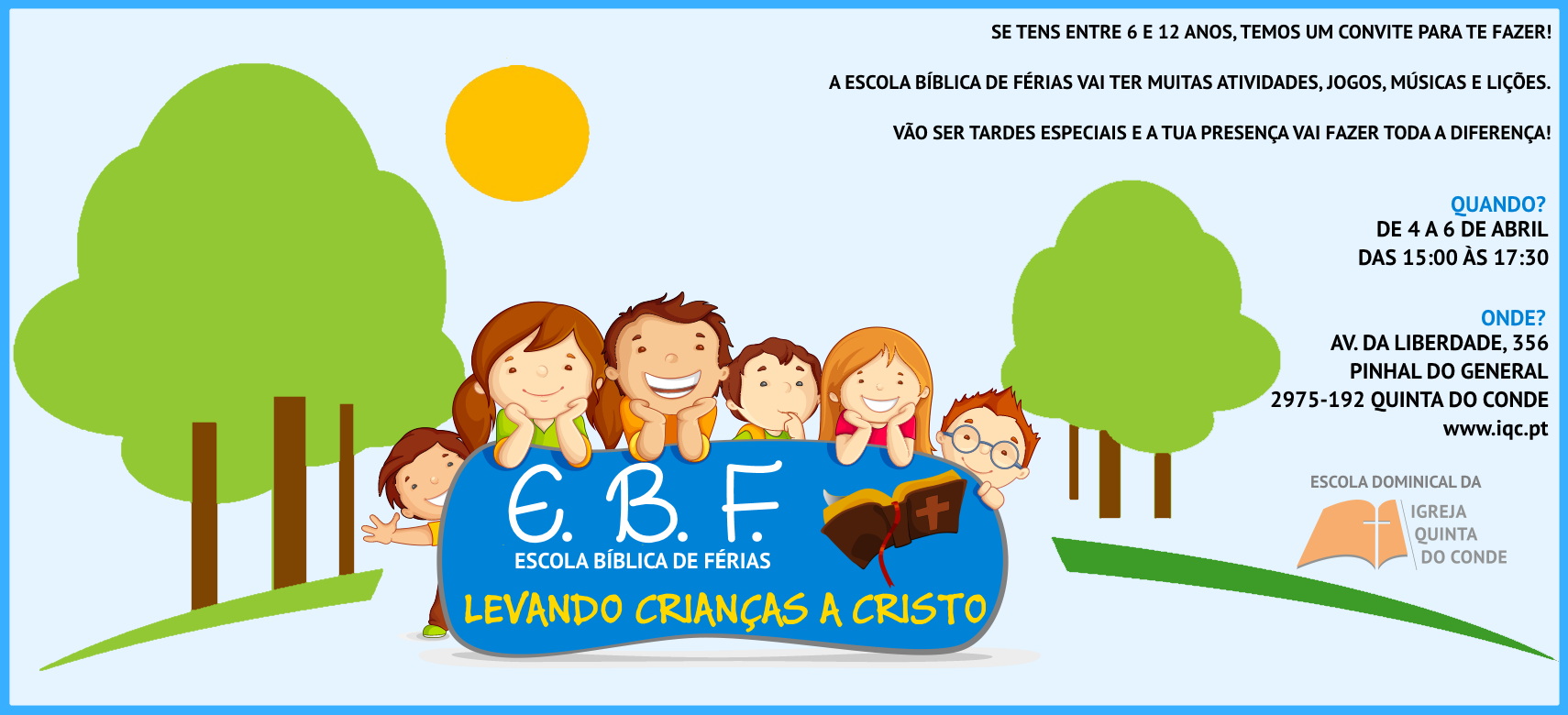 Escola Bíblica de Férias 2018 ConviteEBF2018 fundocor