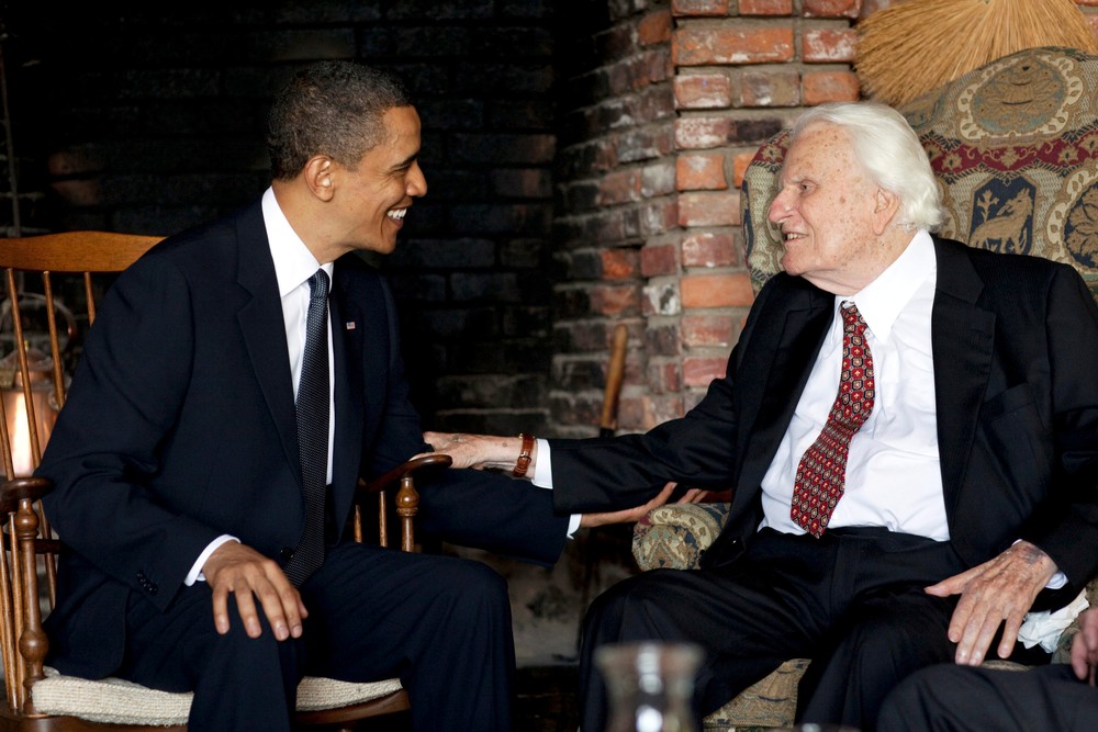 Graham com o ex-presidente Barak Obama Graham com Obama