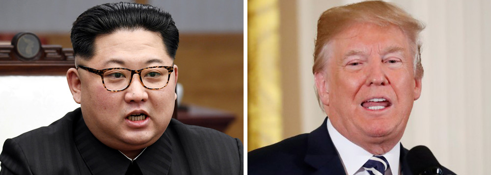 O presidente dos Estados Unidos, Donald Trump e o líder norte-coreano, Kim Jong Un Trump e Un
