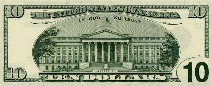 Nota americana de 10 dólares dollar bill