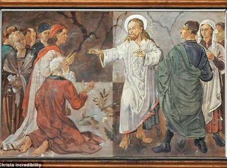Hitler ao lado de Jesus na pintura Hitler ao lado de Jesus na pintura