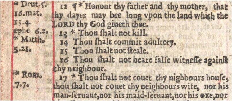 Destaque de Êxodo 20:14, onde se lê, em inglês, 