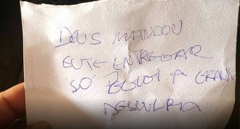 Mensagem deixada por ladrão Mensagem deixada por ladrão