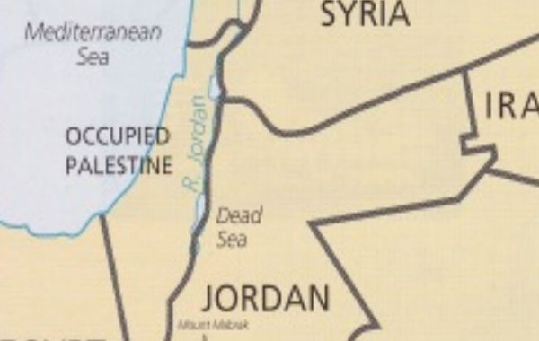 Mapa em que se vê Israel substituído por 